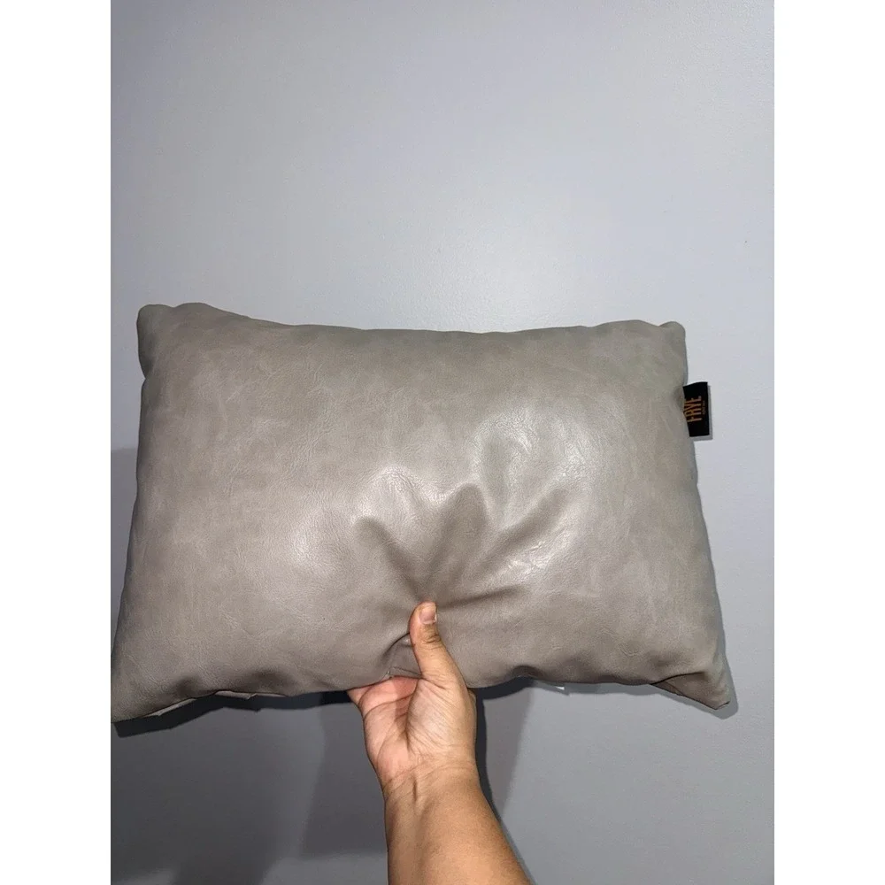 FRYE Woven Leather Pillow Gray Rectangular 20x14